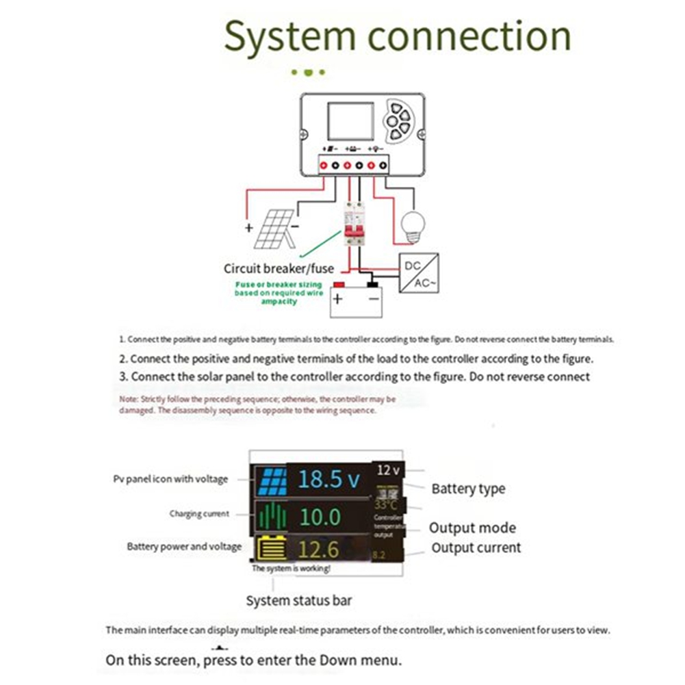 Pwm Charge Controller - Kontroler ładowania solarnego A36T-12V/24V PWM z
