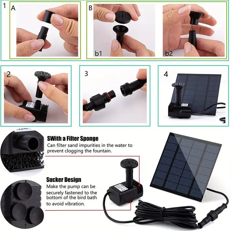 Fontanna słoneczna z 6 dyszami – Solar Pool Pump Kit recenzja i cena